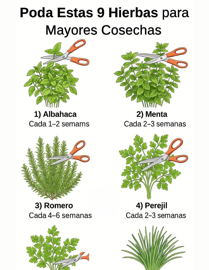 La poda regular es la clave para obtener hierbas más fuertes, productivas y aromáticas durante toda la temporada. Albahaca, menta, romero y perejil responden especialmente bien a los cortes frecuentes, desarrollando más hojas y un crecimiento más denso. Mantener esta rutina sencilla ayuda a prolongar la cosecha y mejora la calidad de cada planta, incluso en macetas pequeñas o jardines urbanos. 

#PodaRegular #HierbasFrescas  #Jardinería