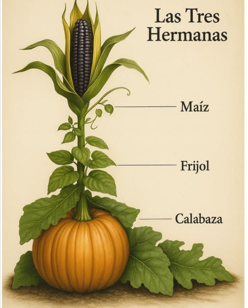 LAS TRES HERMANAS: EL SECRETO AGRÍCOLA DE LOS PUEBLOS INDÍGENAS Mucho antes de la llegada de los fertilizantes y la agricultura moderna, los pueblos indígenas de América ya habían desarrollado un sistema perfecto: el cultivo conjunto de maíz, frijoles y calabaza. Este método, conocido como Las Tres Hermanas, operaba de manera simbiótica: El maíz proporcionaba soporte a los frijoles. 齃 Los frijoles enriquecían la tierra al fijar nitrógeno, beneficiando al maíz. La calabaza, con sus amplias hojas, cubría el suelo, ayudaba a retener la humedad y prevenía el crecimiento de malezas. Un equilibrio natural que es eficiente y sostenible, ideado siglos antes de que la ciencia pudiera explicarlo. Un testimonio de la sabiduría ancestral que aún tiene mucho que enseñarnos en la actualidad.