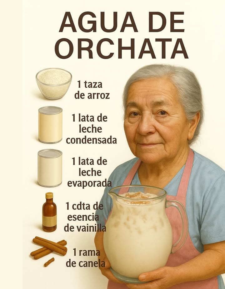 AGUA DE HORCHATA
Ingredientes:
1 taza de Arroz
1 lata de Leche Condensada
1 lata de Leche Evaporada
1 cucharadita de extracto de Vainilla
1 rama de Canela
1/2 cucharadita de Canela molida
4 cucharadas de Azúcar
Cubos de Hielo al gusto

Preparación:
Remoje unos Ingredientes
Enjuague 1 taza de arroz blanco en un colador.
Transfiera del colador a un bowl el arroz blanco que enjuagó.
También agregue en el tazón 1 rama de canela.
Cubra los ingredientes del tazón l con agua y déjelos remojando por unas 2 horas, hasta que estén suaves.

Prepare el fresco
Verifique que el arroz y la rama de canela que dejó remojando estén suaves, sino déjelos remojando por más tiempo.
Transfiera del tazón a una licuadora el arroz y la rama de canela que remojó, con su agua también.
También agregue en la licuadora:
1 lata de Leche Condensada.
1 lata de Leche Evaporada.
1 cucharadita de extracto de Vainilla.
4 cucharadas de Azúcar.

Con la leche evaporada y la leche condensada, el agua de horchata adquiere una consistencia espesa fantástica.

Licúe muy bien los ingredientes.
Cuele sobre una jarra la mezcla que licuó, también agregue:
1/2 cucharadita de Canela molida.
2 lts de Agua.
Cubos de Hielo al gusto