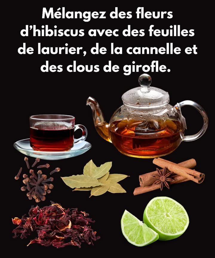 Tisane dHibiscus  Un allié naturel pour le cœur et la tension 
Lhibiscus nest pas seulement une fleur éclatante, cest aussi une boisson aux multiples vertus reconnues depuis des siècles. Sa richesse en antioxydants et en composés actifs en fait un soutien précieux pour la santé du cœur, la circulation sanguine et le bien-être général.
 Bienfaits principaux
Soutient une tension artérielle équilibrée
Protège les vaisseaux sanguins grâce aux antioxydants
Aide la digestion et soulage les ballonnements
Contribue à la gestion du poids en limitant labsorption des graisses
Offre une hydratation saine sans caféine
 Recette simple de tisane dhibiscus
Ingrédients :
2 càs de fleurs dhibiscus séchées 
2 tasses deau bouillante 
1 càs de miel facultatif 
Quelques gouttes de citron 
Étapes :
1 Faire bouillir leau et la verser sur les fleurs séchées
2 Laisser infuser 5 à 10 minutes
3 Filtrer et ajouter miel ou citron selon vos envies
4 Déguster chaud ou glacé
 Infusion spéciale pour les femmes 
Ingrédients :
1 càs de fleurs dhibiscus 
2 feuilles de laurier 
1 petit bâton de cannelle 
3 à 4 clous de girofle 
1 tranche de citron 
1 càc de miel 
500 ml deau 
Préparation :
1 Porter leau à ébullition puis ajouter hibiscus, laurier, cannelle et clous de girofle
2 Laisser frémir 5 à 7 minutes
3 Retirer du feu, filtrer et ajouter la tranche de citron
4 Une fois la tisane tiédie, incorporer le miel et mélanger
 Bienfaits spécifiques
Apaise les crampes et soutient léquilibre hormonal
Favorise la digestion et le métabolisme
Stimule la circulation sanguine
Renforce limmunité grâce à la vitamine C
 Précautions
Éviter en cas de grossesse ou allaitement
Consulter un médecin si vous prenez déjà un traitement contre lhypertension
Surveiller la glycémie si vous êtes diabétique
 Lhibiscus, avec sa couleur rouge intense et son goût acidulé, est une invitation à prendre soin de soi naturellement.
#tisanehibiscus #santenaturelle