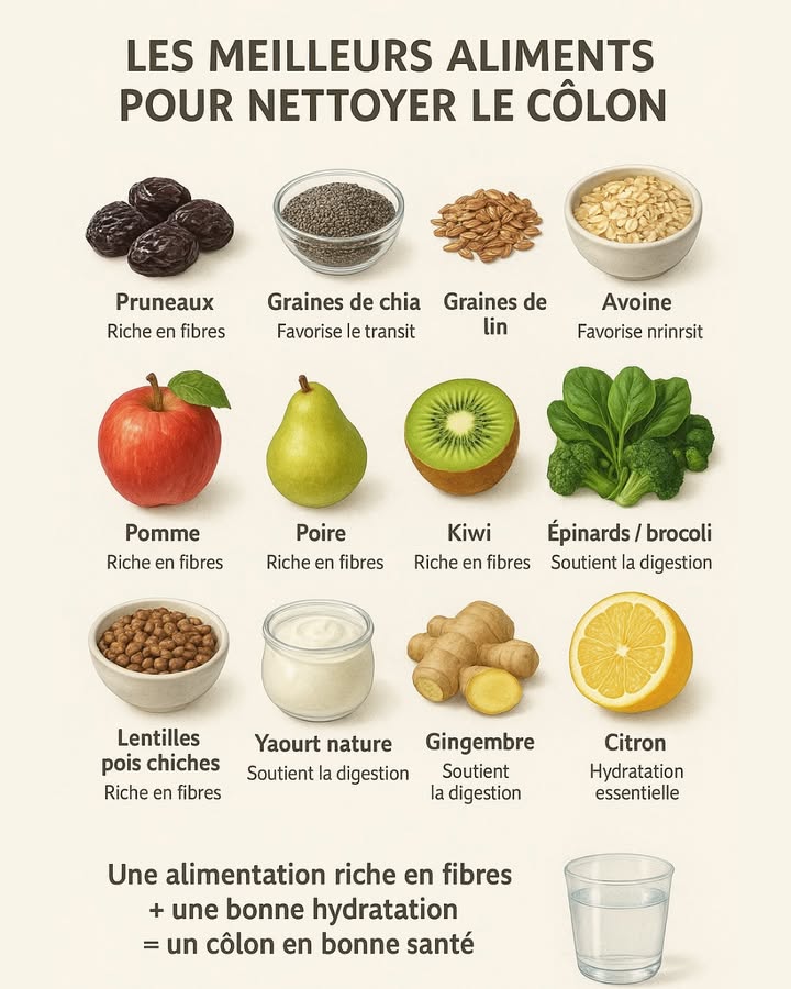 Boostez votre énergie en prenant soin de votre colon !
Un colon sain est la clé dune digestion efficace, dune meilleure élimination des toxines et dun bien-être général. Certains aliments naturels peuvent aider à le nettoyer en douceur tout en renforçant votre vitalité au quotidien.

綾 Découvrez les meilleurs aliments pour purifier votre colon et retrouver énergie et légèreté