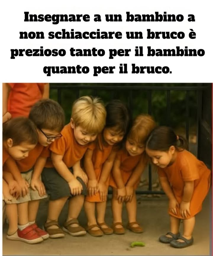 Educare al rispetto della vita fin dallinfanzia   
Insegnare ai bambini a osservare e proteggere i più piccoli esseri, come le bruchi, sviluppa la loro empatia, il senso di responsabilità e la connessione con la natura.  
Questo gesto semplice risveglia in loro un profondo rispetto per ogni forma di vita e fa comprendere il valore di ogni specie nellequilibrio dellecosistema.  
 Ogni piccolo gesto conta  
Proteggere un bruco significa salvare una futura farfalla, ma anche coltivare una sensibilità che li accompagnerà per tutta la vita.  
Educare alla compassione sin dalla tenera età significa piantare i semi di un mondo più consapevole e benevolo. 曆  
#ÉduquerAuRespect #EducareAlRispetto #ProtectionDeLaNature #ProtezioneDellaNatura #PrenonsSoinDesChenilles #PrendiamociCuraDeiBruco