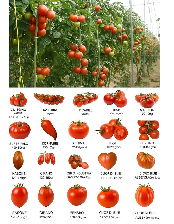 12 Super Consigli per coltivare tanti pomodori!   
1. Pianta i fusti dei pomodori in profondità per sviluppare più radici, il che rafforzerà la pianta e la renderà più stabile contro il vento e il clima.  
2. Rimuovi le foglie inferiori una volta che la pianta raggiunge i 60 cm. Questo aiuta a prevenire malattie e migliora la fotosintesi.  
3. Elimina i succhioni, quei piccoli germogli che non producono frutti, affinché la pianta si concentri sulla crescita dei pomodori.  
4. Applica pacciame intorno alle piante per proteggere il suolo, trattenere lumidità e ridurre il contatto con il suolo, evitando così malattie.  
5. Posiziona strisce o tubi di rame intorno alle piante per scoraggiare lumache e chiocciole.  
6. Usa supporti per i pomodori per evitare che cadano e mantenere il fusto forte.  
7. Lascia tra 60 e 90 cm di distanza tra le piante per garantire che ricevano sufficiente luce solare.  
8. Annaffia adeguatamente per evitare che i pomodori si crepino, sempre dal basso per non spruzzare le foglie e prevenire malattie.  
9. Aggiungi un cucchiaino di sale di Epsom al buco di piantagione o allacqua di irrigazione ogni due o tre settimane per promuovere una crescita sana.  
10. Fornisci unirrigazione lenta e profonda per assicurarti che lacqua arrivi alle radici, mantenendo il terreno umido.  
11. Pianta calendule vicino ai pomodori per respingere i nematodi e proteggere le radici.  
12. Pianta aglio vicino ai pomodori per migliorare il sapore dei frutti e ridurre i funghi.  
#agroindustria #Agricoltura #agriculture #Agricoltura