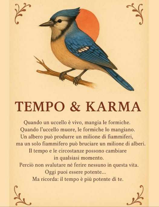 La vita muta in un istante: oggi puoi sentirti forte, domani potresti non esserlo più. Non dimenticare mai che il tempo è più potente di ogni cosa e insegna sempre rispetto e umiltà.