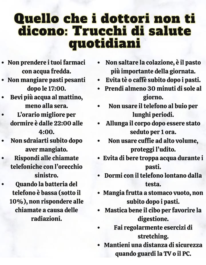 Cosa i dottori non ti dicono: Trucchi quotidiani per la salute