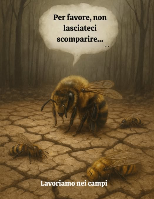 Senza api non cè vita  
Guarda le loro faccine 
Loro ci danno cibo, equilibrio e futuro.
Se scompaiono, scompariamo tutti.
 Pianta fiori 
 Non usare chimici 
 Prenditi cura del pianeta 
Salviamo le api, salviamo la vita!