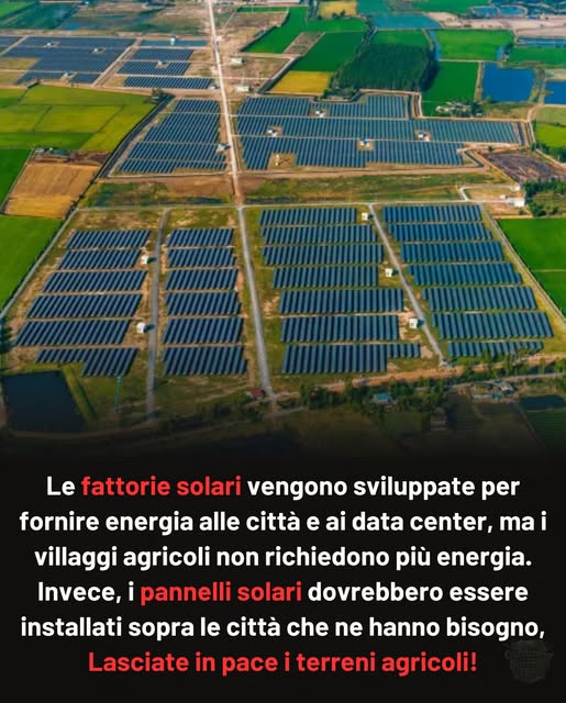 Lenergia pulita è vitale  ma non a scapito della nostra produzione alimentare.
 Le fattorie solari spesso vengono costruite su terreni agricoli fertili
 Questo sostituisce colture e comunità agricole
 I villaggi non hanno bisogno di enormi quantità di energia extra  città e data center sì
 I pannelli appartengono a tetti, parcheggi e spazi urbani, non ai campi che ci nutrono
 Le energie rinnovabili devono crescere, ma i terreni agricoli devono restare agricoli. Lasciate in pace i terreni agricoli.
#fblifestyle