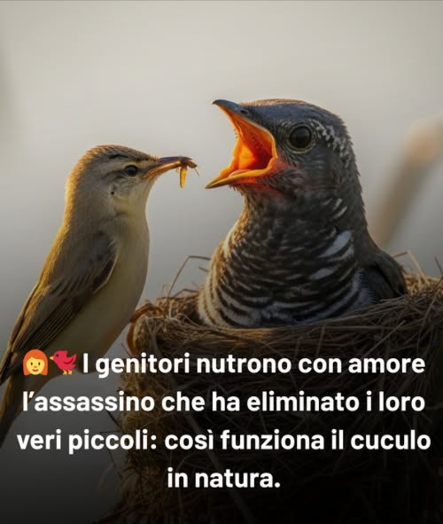 Pensavi che i truffatori professionisti esistessero solo tra gli esseri umani. Ti presento il cuculo, limpostore più spietato del regno animale.
Questo uccello ha una strategia che farebbe impallidire qualsiasi truffatore. La femmina cerca il nido perfetto quando i proprietari non ci sono, lascia il suo uovo e se ne va. Fino a qui, potresti pensare che sia solo una madre pigra che non vuole costruire il proprio nido.
Ma qui arriva la parte veramente inquietante.
Quando quelluovo si schiude, nasce un gigante rispetto alle altre creature. E questo “bebè” ha un istinto agghiacciante: spinge uno per uno via dal nido le uova e i pulcini legittimi. Li elimina senza pietà.
La cosa più crudele di tutte è che i genitori adottivi continuano ad alimentare amorevolmente lassassino dei propri figli, senza mai conoscere la verità.
È puro istinto evolutivo, documentato sin dai tempi di Aristotele. La natura a volte è più brutale di quanto immaginiamo, e questo piccolo impostore è la prova perfetta che la sopravvivenza non conosce moralità.