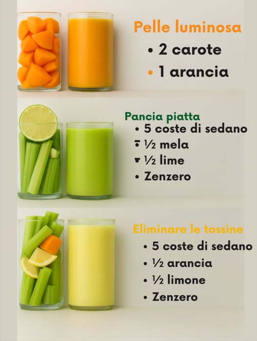 3 ricette di succhi freschi per una pelle luminosa, per alleviare il gonfiore e per una migliore digestione