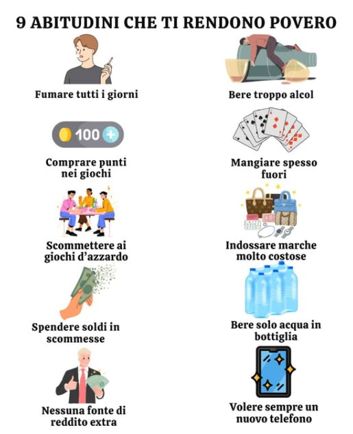 9 abitudini che ti aiuteranno a diventare povero
