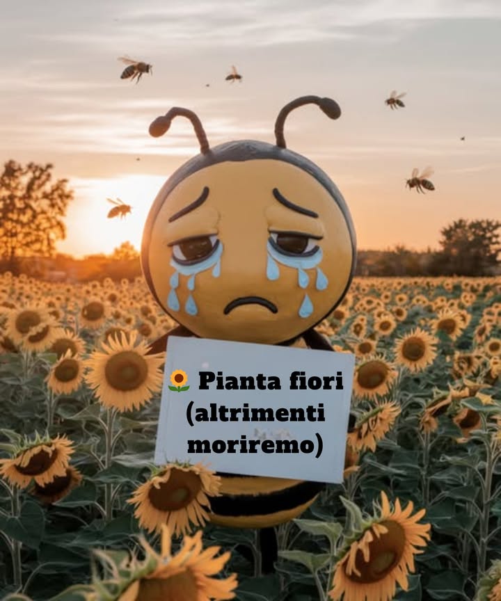 Senza fiori, le api muoiono.
Senza api, NOI scompariamo.

Ogni fiore è vitale:
 I fiori nutrono le api.
 Le api impollinano le piante.
 Le piante ci forniscono cibo, ossigeno e medicine.

Non si tratta solo di salvare le api,
ma di salvare noi stessi.

Pianta un fiore. Salva unape. Proteggi il nostro futuro.
La loro sopravvivenza È la nostra sopravvivenza.