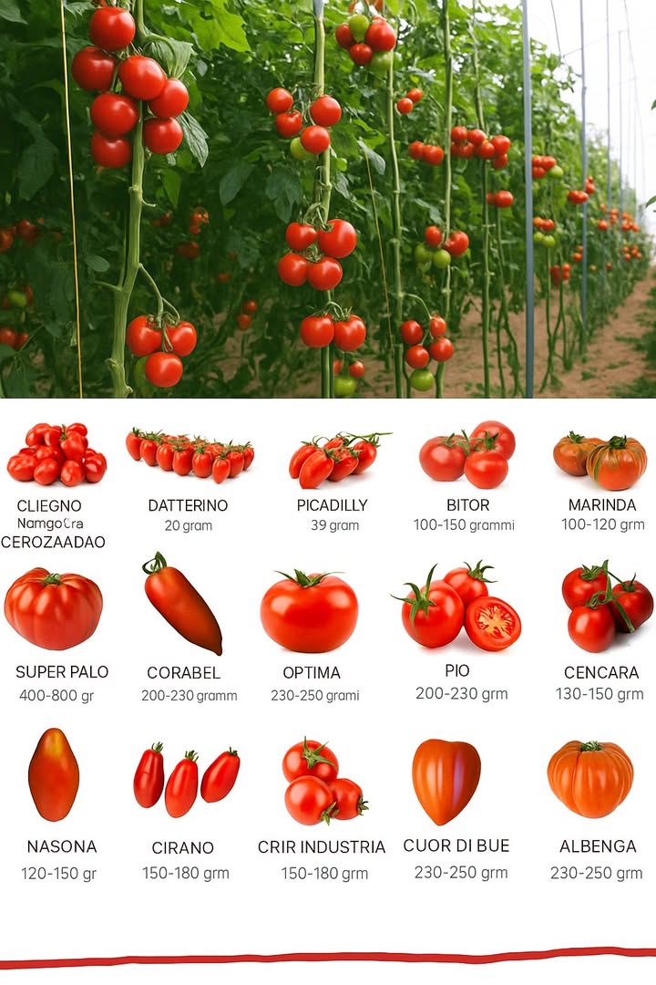 Conosci i diversi tipi di pomodori e le loro caratteristiche? Ecco una guida dettagliata per arricchire la tua conoscenza e migliorare le tue ricette:

Vedere tutti i dettagli nel primo commento.