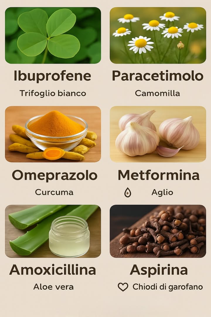 Unapprofondita analisi degli ingredienti naturali e dei farmaci più comuni
Limmagine mostra una serie di sostanze conosciute, tra cui alcuni farmaci molto diffusi e gli ingredienti naturali o piante a cui sono collegati, sia in termini di origini sia per i loro usi tradizionali. Questi elementi spaziano tra antidolorifici, anti-infiammatori, rimedi digestivi e antibiotici. Esploriamo ciascun elemento in modo dettagliato, evidenziando le connessioni tra le piante e le medicine moderne.
Vedere tutti i dettagli nel primo commento.