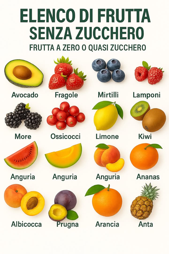 Elenco di frutta senza zucchero: frutta con zero o quasi zero zucchero
Consumare frutta senza zucchero o a basso contenuto di zucchero può essere unottima opzione per chi desidera mantenere una dieta sana, controllare i livelli di zucchero nel sangue o ridurre il consumo di zuccheri raffinati. .

Maggiori informazioni nel primo commento.