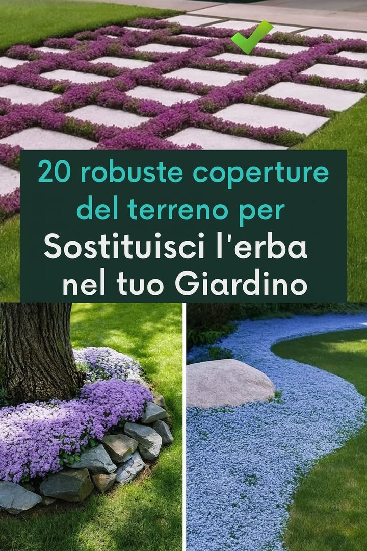 Alternative al prato: bellezza e praticità in giardino 

1 Piante tappezzanti come timo serpillo e phlox sostituiscono il prato offrendo colore, resistenza e un effetto visivo naturale.

2 Riduzione della manutenzione: non serve tagliare spesso né irrigare di frequente, con un notevole risparmio di tempo e acqua.

3 Utilizzo versatile: ideali tra le lastre del vialetto, attorno agli alberi o per creare bordure decorative.

4 Resistenza e durata: sopportano il calpestio e si adattano facilmente a diversi tipi di terreno.

5 Fioritura stagionale: garantiscono tonalità e profumi diversi durante lanno, trasformando il giardino in unoasi sostenibile e sempre viva.