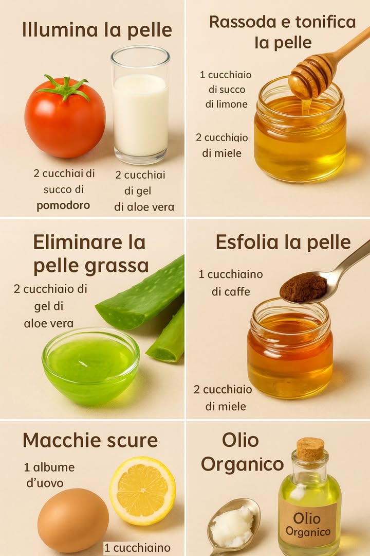 6 Maschere Viso Naturali Fai-da-Te per una Pelle Luminosa e Sana

La cura della pelle non deve essere complicata né costosa. Spesso i segreti per un viso radioso sono già nella nostra cucina: ingredienti semplici, naturali e facili da combinare.
Preparare maschere viso fai-da-te non solo è un gesto di benessere, ma anche un rituale rilassante che ci permette di prenderci un momento per noi stessi. In questa guida scoprirai 6 ricette naturali, come applicarle correttamente, errori da evitare, e consigli utili per adattarle alla stagione e al tuo tipo di pelle.

Se vuoi approfondire altri rimedi casalinghi, puoi leggere anche larticolo su [maschere viso naturali] o su [cura della pelle fai-da-te] presente su Consigli Brillanti.
Vedere tutti i dettagli nel primo commento.