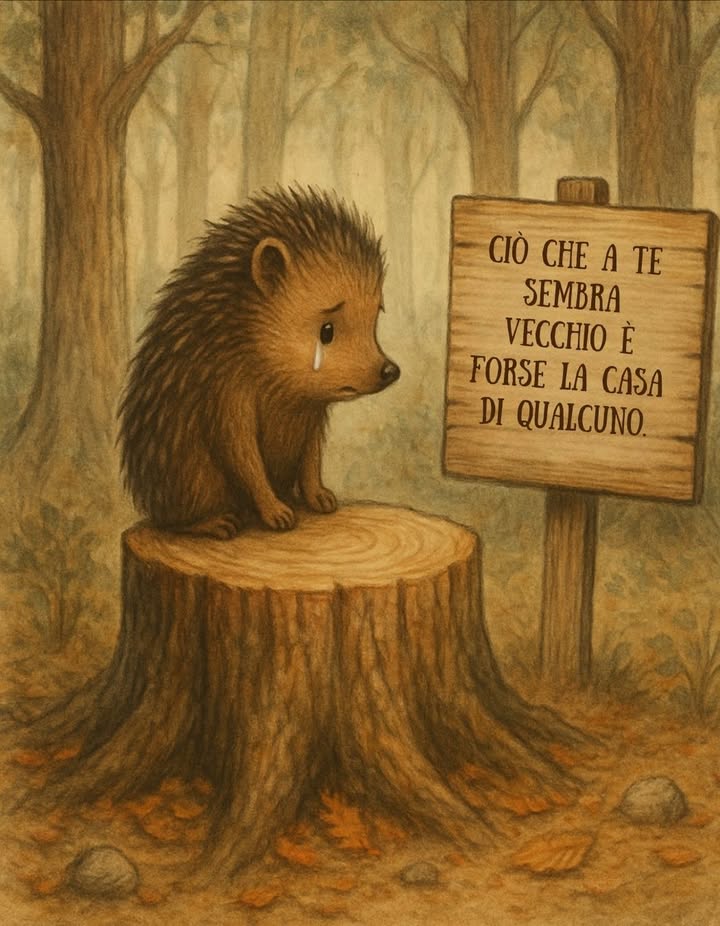Aveva trovato rifugio nella cavità di una vecchia quercia
Finché il rumore di una sega non cancellò tutto.
Ciò che si taglia senza pensarci,
era la casa di chi viveva in pace.

 Pensiamo alle piccole vite invisibili prima di abbattere linsostituibile.