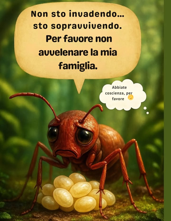Lo Sapevi? Le Formiche = Supereroi della Natura 

 Costruttrici del suolo  Aerano la terra senza sosta.
 Riciclatrici  Elaborano più materia organica dei lombrichi.
 Scavatrici  Una colonia può spostare fino a 50 tonnellate di terreno allanno.
 Agricoltrici  Coltivano funghi da oltre 50 milioni di anni.
離 Chimiche  Comunicano con più di 20 segnali chimici.
 Amanti della pulizia  I loro nidi sono più puliti di un piano cucina.

 Non sono parassiti, ma la squadra di pulizia più piccola della Terra.
Le tue briciole? Solo carburante per la loro fabbrica sotterranea.