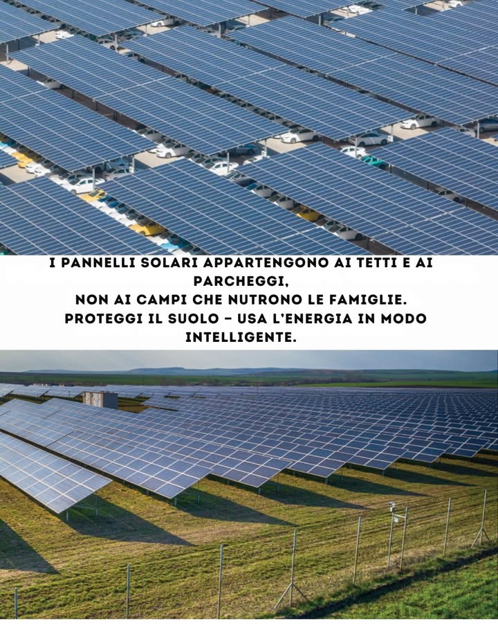 Diamo priorità allenergia solare! 
Invece di installare i pannelli solari sui terreni agricoli, perché non metterli nei parcheggi?
È un modo più intelligente di utilizzare lo spazio!
#EnergiaSolare #VitaSostenibile