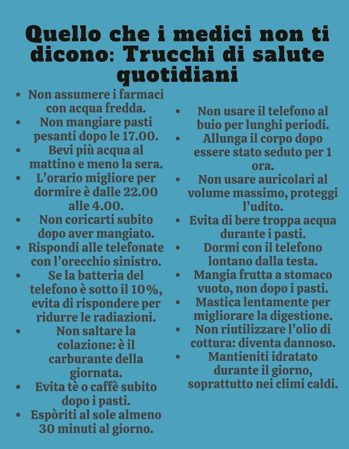 Quello che i medici non ti dicono: Trucchi di salute quotidiani