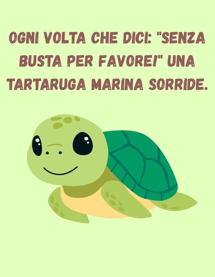 Ogni scelta conta per il pianeta 

Dire senza busta per favore! non è solo un gesto gentile: è un atto di amore verso il mare.
Ogni volta che rifiuti la plastica monouso, contribuisci a proteggere tartarughe, pesci e uccelli marini da un destino crudele.

 Un piccolo gesto, un grande sorriso per la natura.
