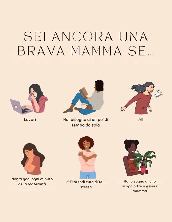 Essere una brava mamma non significa essere perfetta.
Significa fare del proprio meglio ogni giorno, anche quando urli, ti senti stanca o hai bisogno di spazio per te stessa.
Essere mamma è anche lavorare, sbagliare, fermarsi, rinascere.
È amare con tutto il cuore, anche quando sembra di non farcela.