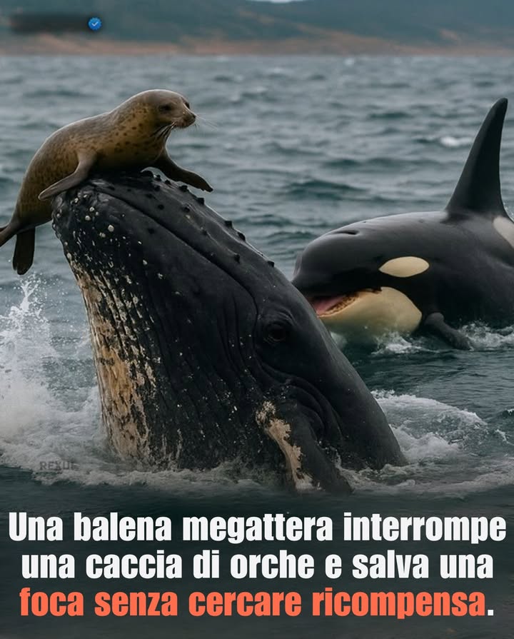 In oltre cento occasioni documentate., le balene megattere sono intervenute per fermare le cacce delle orche, proteggendo non solo i loro piccoli, ma anche foche, leoni marini e persino pesci luna.

Senza ottenere nulla in cambio, queste azioni potrebbero essere segnali di un profondo istinto di protezione… o forse qualcosa di più complesso, come lempatia.

Gli scienziati non riescono ancora a spiegarlo del tutto, ma è certo che questi giganti delloceano sembrano avere un loro codice nei confronti dei predatori.