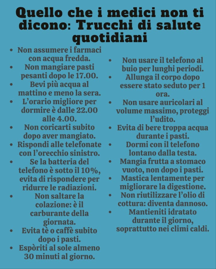 Quello che i medici non ti dicono: Trucchi di salute quotidiani