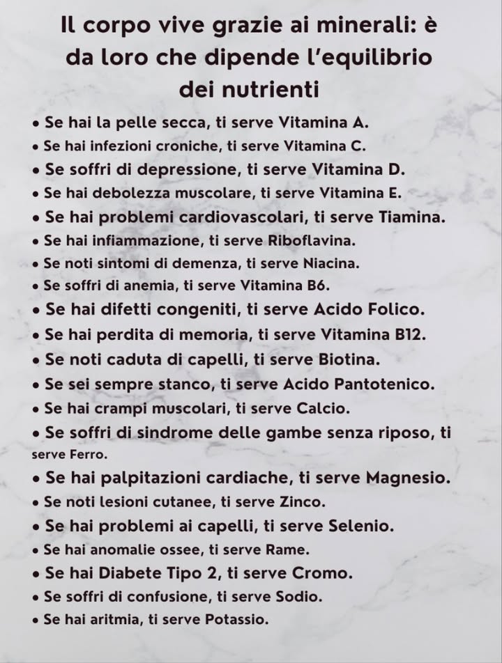 Il corpo vive grazie ai minerali: è da loro che dipende lequilibrio dei nutrienti