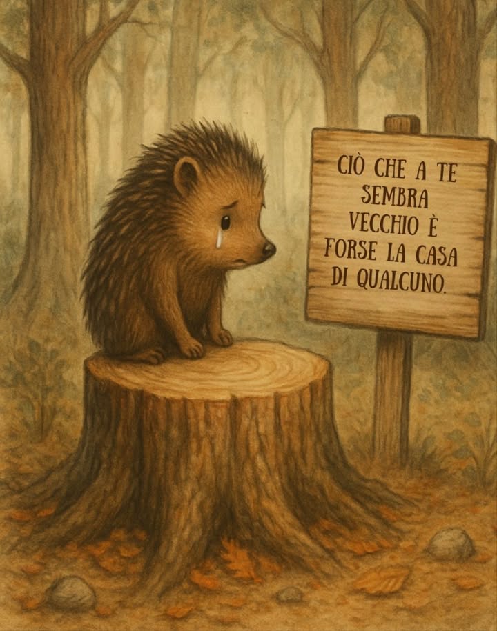 Aveva trovato rifugio nella cavità di una vecchia quercia
Finché il rumore di una sega non cancellò tutto.
Ciò che si taglia senza pensarci,
era la casa di chi viveva in pace.
 Pensiamo alle piccole vite invisibili prima di abbattere linsostituibile.