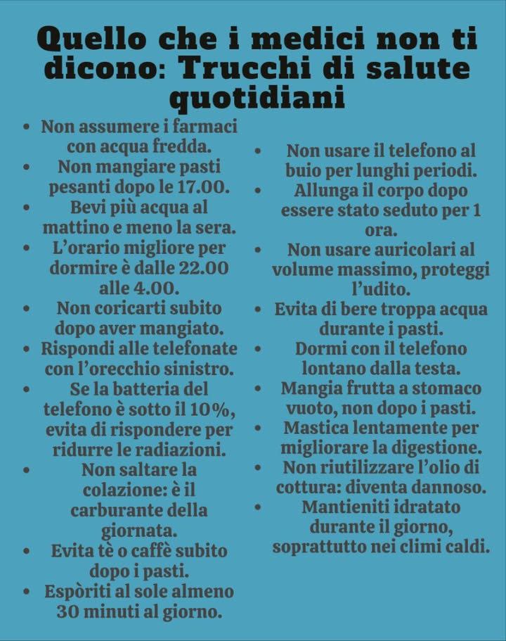 Quello che i medici non ti dicono: Trucchi di salute quotidiani