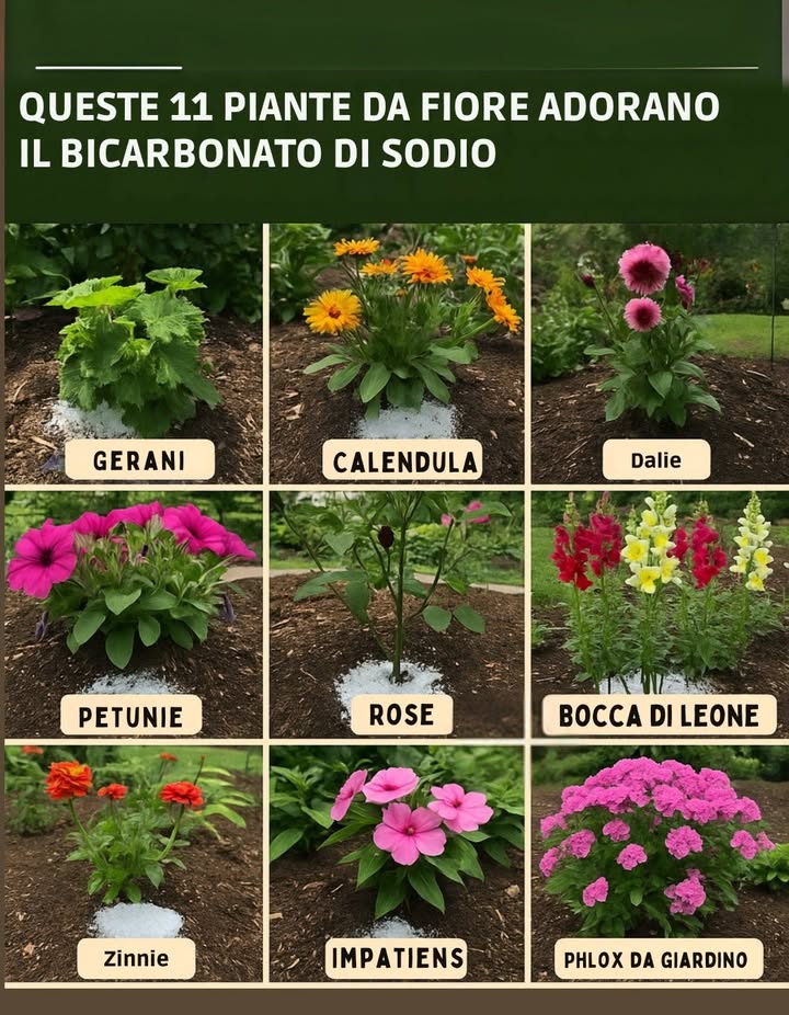 9 Piante da Fiore che Amano il Bicarbonato di Sodio 

Il bicarbonato di sodio è un rimedio semplice che può favorire la salute e il vigore di molte piante ornamentali. Aiuta a equilibrare il pH del terreno e a creare un ambiente più sano per le radici.

Tra le specie che rispondono meglio troviamo:

1 Gerani
2 Calendula
3 Dalie
4 Petunie
5 Rose
6 Bocca di leone
7 Zinnie
8 Impatiens
9 Phlox da giardino

#PianteDaFiore #BicarbonatoDiSodio #SaluteDellePiante