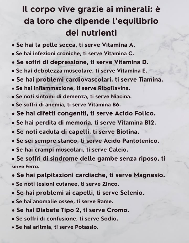Il corpo vive grazie ai minerali: è da loro che dipende lequilibrio dei nutrienti