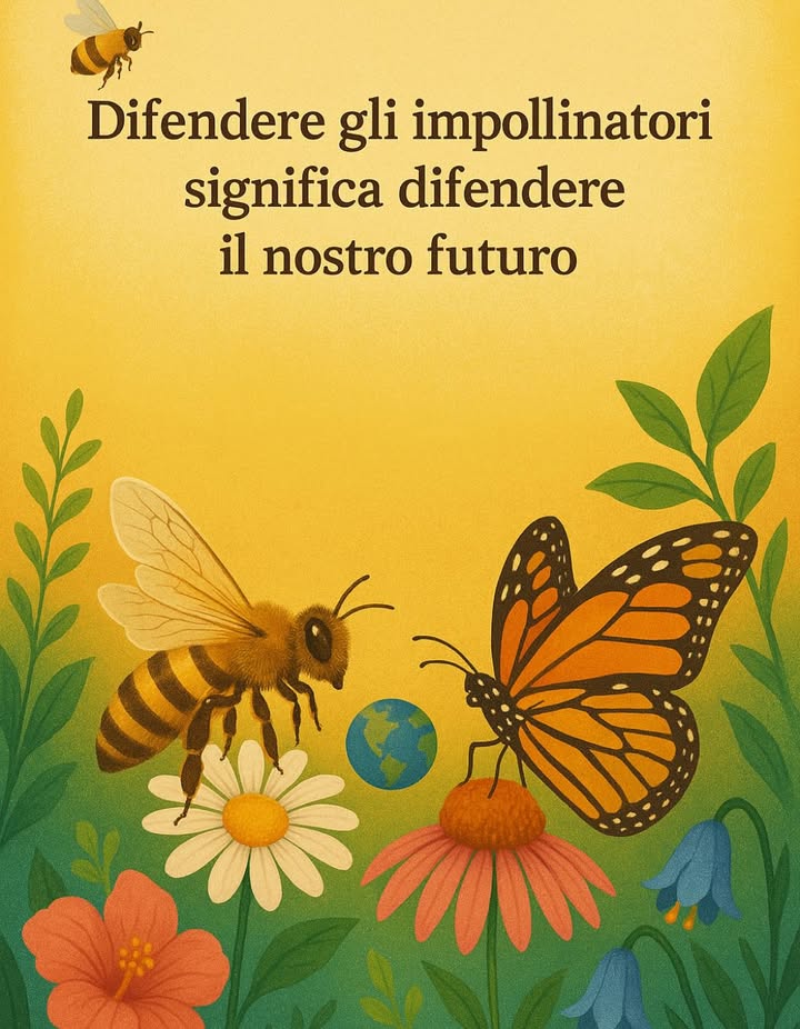 Piccoli ma potenti, gli impollinatori portano il mondo sulle loro ali 
 Api, farfalle e altri preziosi alleati del giardino garantiscono la fioritura, la riproduzione delle piante e la ricchezza degli ecosistemi.
 Senza di loro, meno fiori, meno frutti, meno vita.
 Proteggiamo i loro habitat, piantiamo fiori melliferi e limitiamo i pesticidi per permettere loro di prosperare.
 Difendere gli impollinatori significa difendere il nostro futuro.