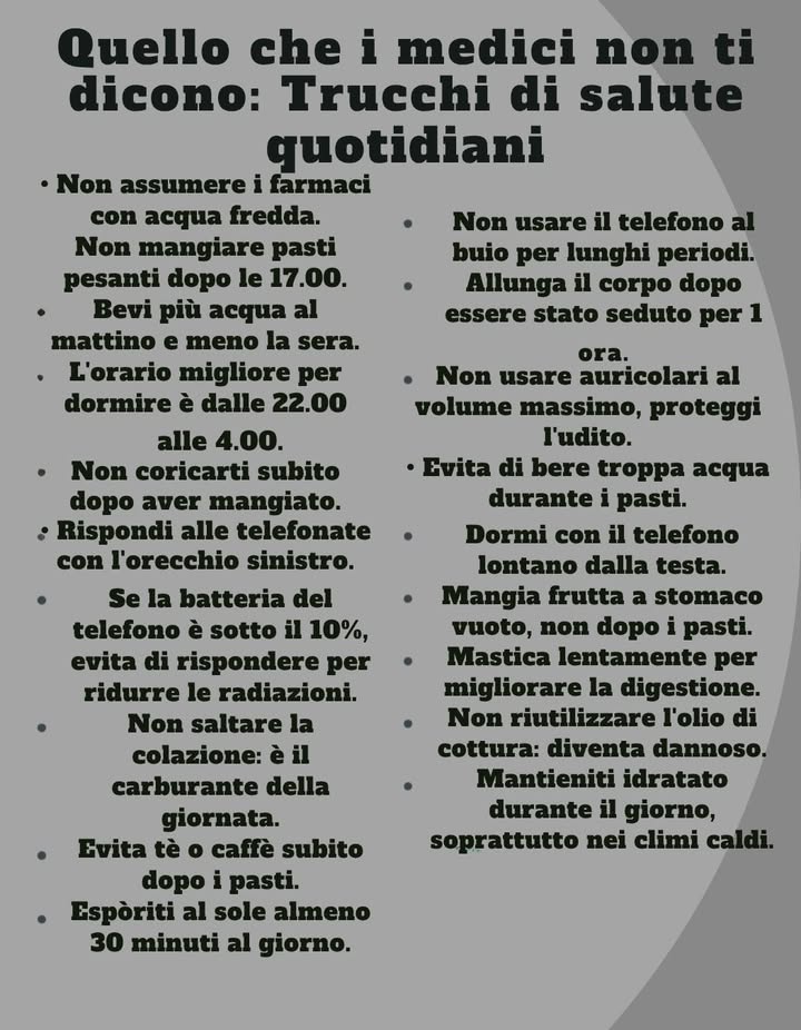Quello che i medici non ti dicono: Trucchi di salute quotidiani