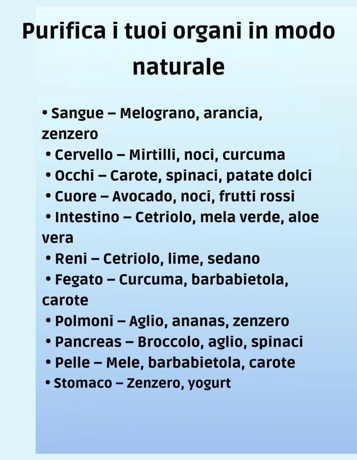 Pulisci i tuoi organi in modo naturale