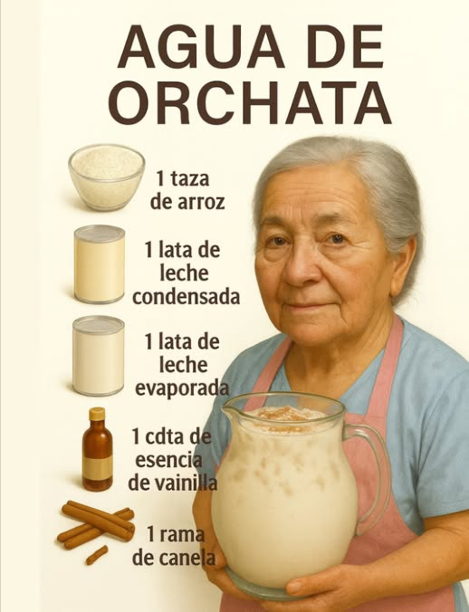 AGUA DE HORCHATA
Ingredientes:
1 taza de Arroz
1 lata de Leche Condensada
1 lata de Leche Evaporada
1 cucharadita de extracto de Vainilla
1 rama de Canela
1/2 cucharadita de Canela molida
4 cucharadas de Azúcar
Cubos de Hielo al gusto
Preparación:
Remoje unos Ingredientes
Enjuague 1 taza de arroz blanco en un colador.
Transfiera del colador a un bowl el arroz blanco que enjuagó.
También agregue en el tazón 1 rama de canela.
Cubra los ingredientes del tazón l con agua y déjelos remojando por unas 2 horas, hasta que estén suaves.
Prepare el fresco
Verifique que el arroz y la rama de canela que dejó remojando estén suaves, sino déjelos remojando por más tiempo.
Transfiera del tazón a una licuadora el arroz y la rama de canela que remojó, con su agua también.
También agregue en la licuadora:
1 lata de Leche Condensada.
1 lata de Leche Evaporada.
1 cucharadita de extracto de Vainilla.
4 cucharadas de Azúcar.
Con la leche evaporada y la leche condensada, el agua de horchata adquiere una consistencia espesa fantástica.
Licúe muy bien los ingredientes.
Cuele sobre una jarra la mezcla que licuó, también agregue:
1/2 cucharadita de Canela molida.
2 lts de Agua.
Cubos de Hielo al gusto