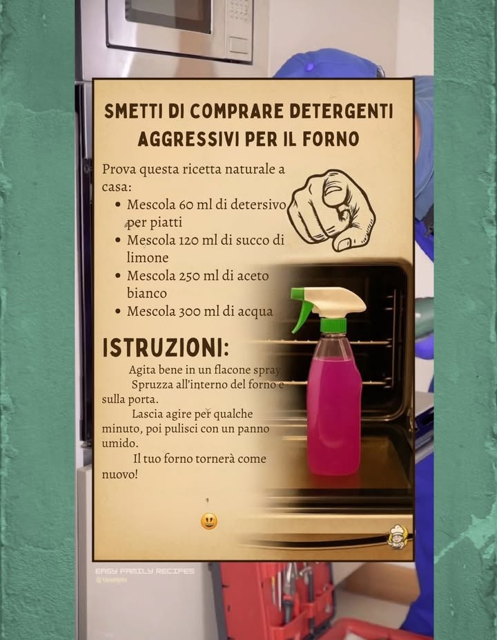 Non comprate più detergenti per forni! Il mio forno sembrava NUOVO DI ZECCA dopo averlo pulito!  識 Basta mescolare:  di tazza di detersivo per piatti  tazza di succo di limone 1 tazza di aceto 1 tazze di acqua #CleanTok #CleaningHack #BeforeAndAfter