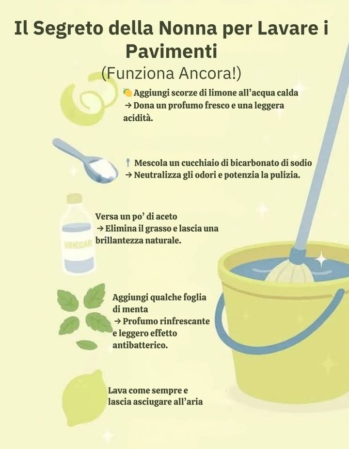 Il segreto della nonna per lacqua del mocio funziona ancora!  La freschezza della vecchia scuola con un tocco moderno 識 Come funziona:  Aggiungere le bucce di limone allacqua calda…
