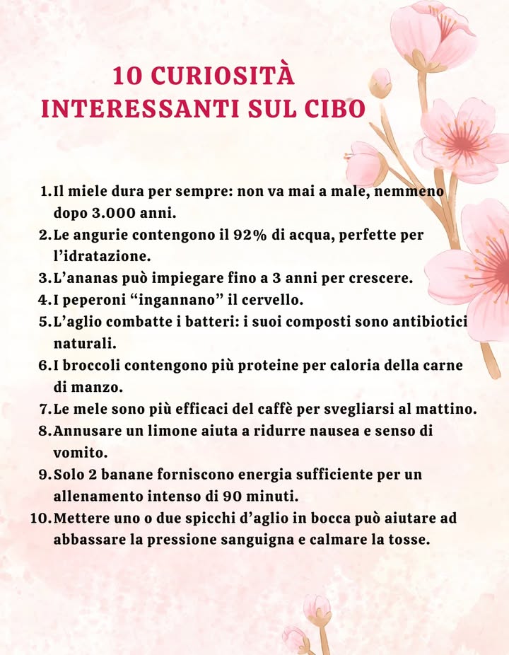 10 CURIOSITÀ INTERESSANTI SUL CIBO