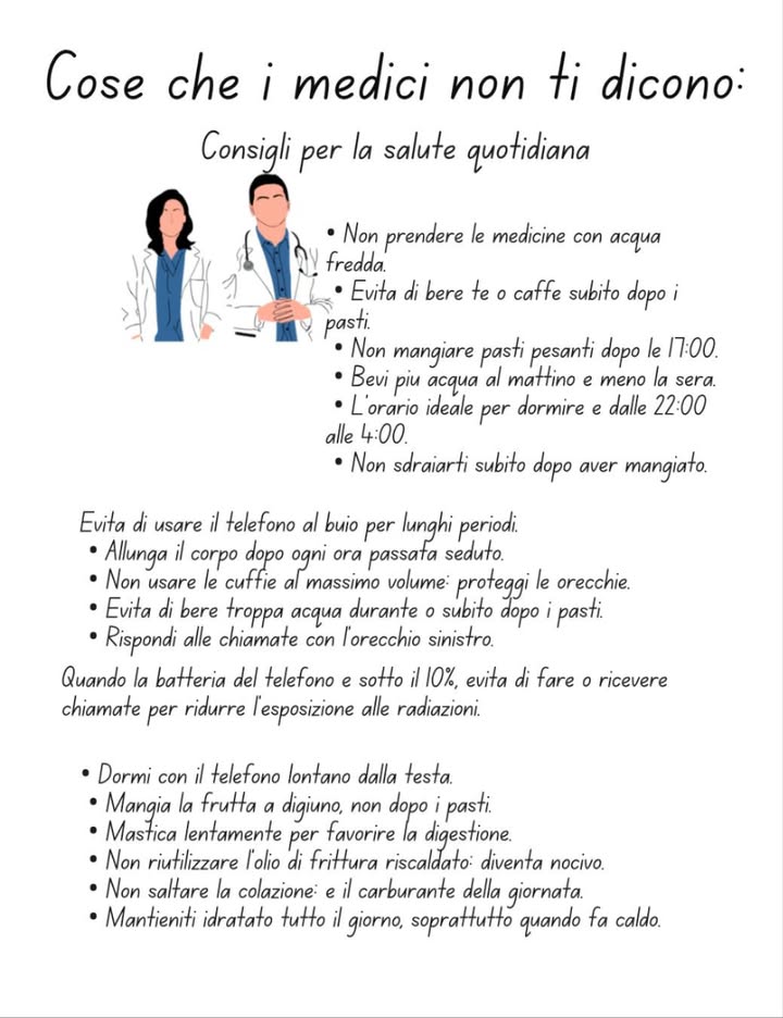 Quello che i medici non ti dicono: consigli per la salute quotidiana