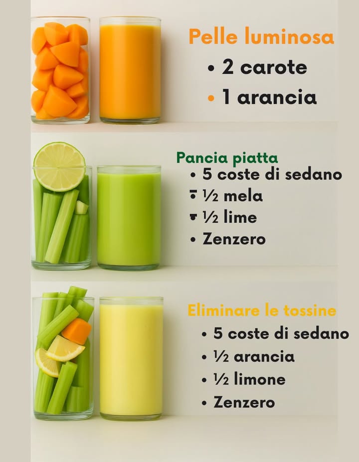 3 ricette di succhi freschi per una pelle luminosa, per alleviare il gonfiore e per una migliore digestione