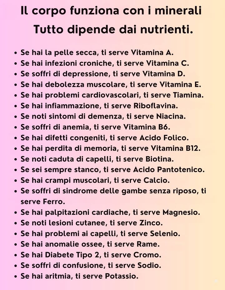 Il corpo funziona con i minerali