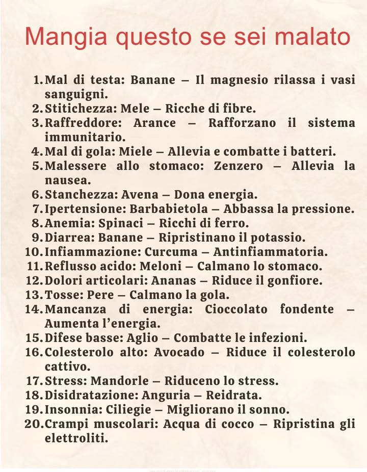 Mangiate questo se siete malati