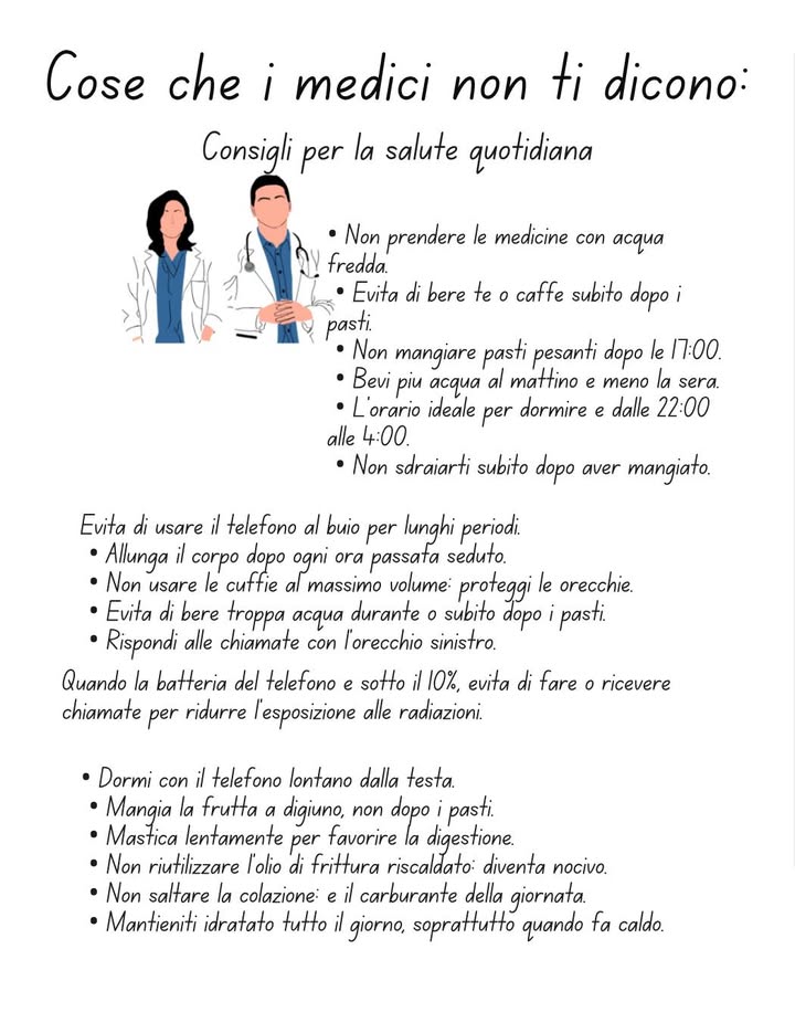 Quello che i medici non ti dicono: consigli per la salute quotidiana