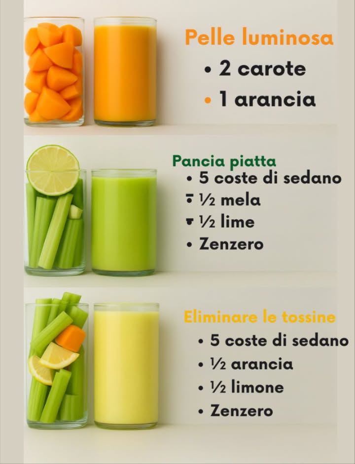 3 ricette di succhi freschi per una pelle luminosa, per alleviare il gonfiore e per una migliore digestione