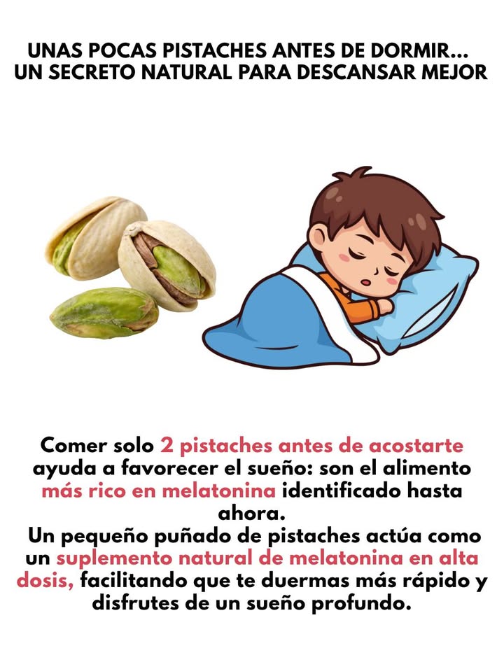 Unas pistachos antes de dormir un secreto natural para descansar mejor.