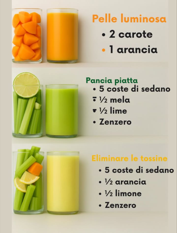 3 ricette di succhi freschi per una pelle luminosa, per alleviare il gonfiore e per una migliore digestione