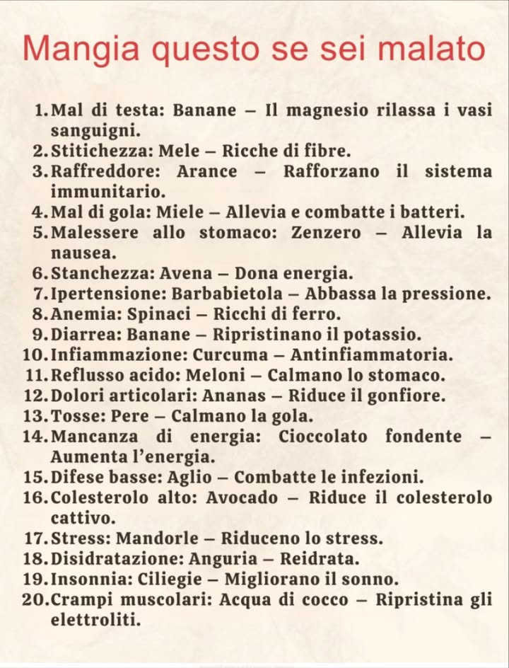 Mangiate questo se siete malati