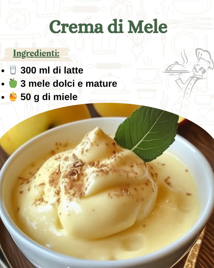 Crema di Mele

 Ingredienti:
拏 300 ml di latte anche vegetale per una versione senza lattosio
 3 mele dolci e mature
 50 g di miele o sciroppo dacero per una versione vegana…..
.
.
.
.
……………………….ricetta nel primo commento